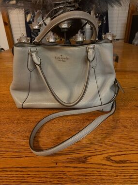 kate spade Light Gray Pebbled Leather Satchel with Detachable Strap
